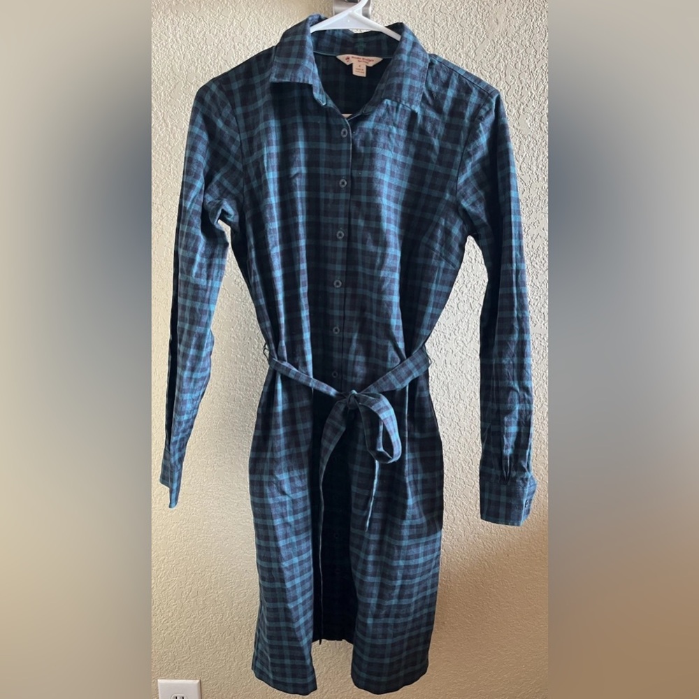 BROOKS BROTHERS 1818 Red Fleece Green Blue Plaid Long Sleeve NWOT Dress W’s 4